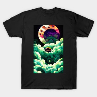 Cloudy Moon Eclipse Watercolor T-Shirt